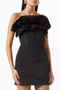 Bariore Ruffled Mini Dress in Taffeta