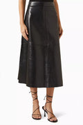 Gardenia A-line Midi Skirt in Leather