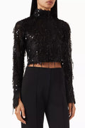 Mica Top in Sequined Sheer Fabric