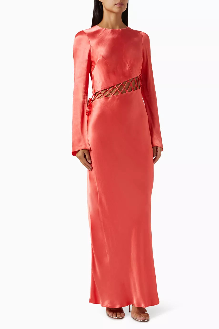 Lydie Asymmetrical Lace Up Maxi Dress