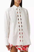 Josephine Scallop Cut Out Oversized Shirt