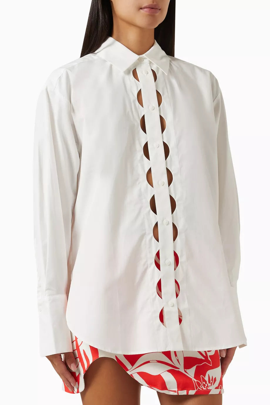 Josephine Scallop Cut Out Oversized Shirt