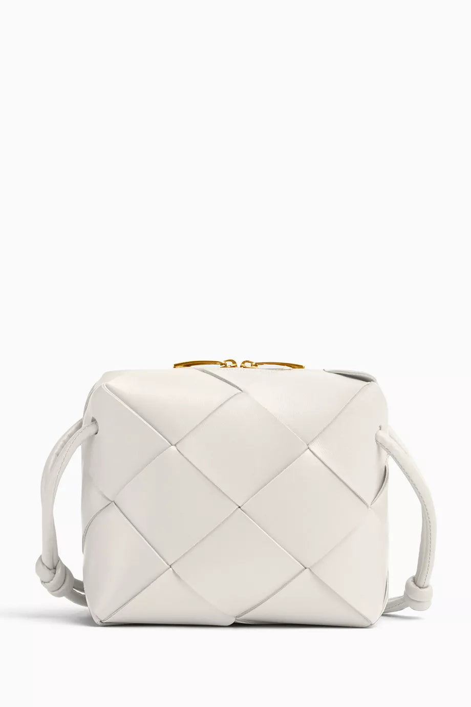 Mini Cassette Camera Crossbody Bag in Intreccio Leather
