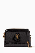 Gaby Zipped Pouch in Quilted Patent Leather