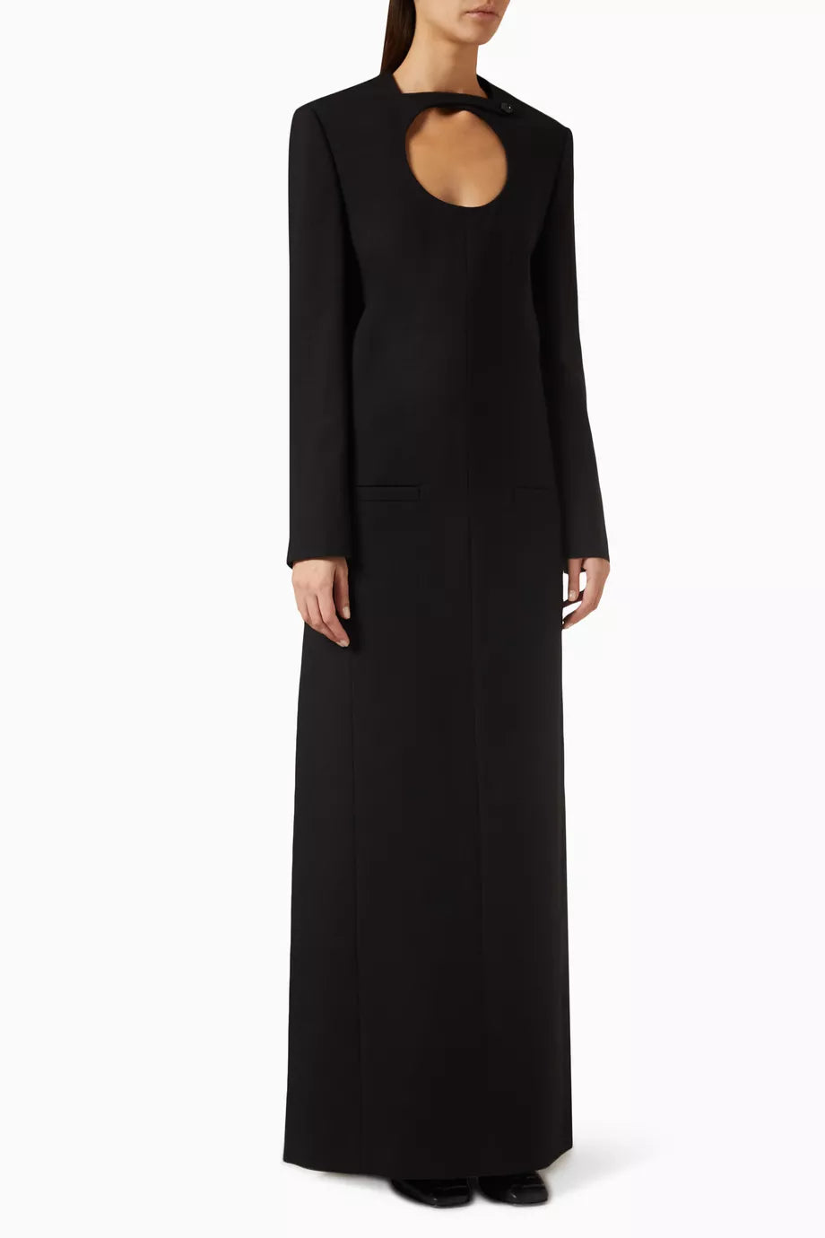 Open-Back Circle Maxi Dress in Virgin Wool