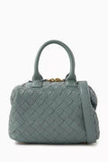 Mini Bauletto Bowling Bag in Intrecciato Leather