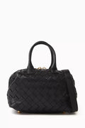 Mini Bauletto Bowling Bag in Intrecciato Leather