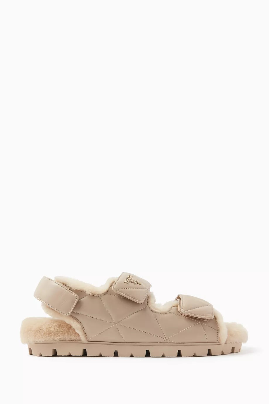 Flat Sandals in Nappa Leather & Shearling