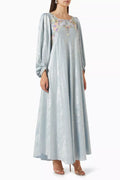 Embellished Maxi Dress in Metallic Crepe