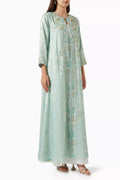 Embellished Kaftan Set in Metallic Crepe & Tulle