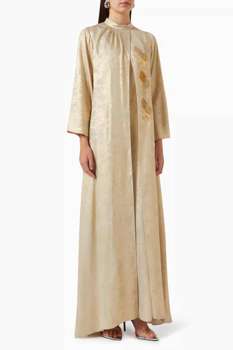 Embellished Jumpsuit in Metallic Linen