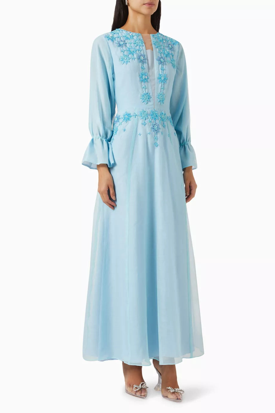 Floral Bead-embellished Dress in Organza