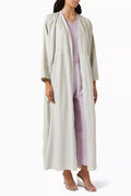 3-piece Embroidered Travel Abaya Set in Linen