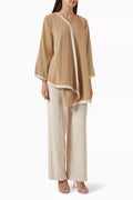 2-piece Contrast-trim Top & Pants Set in Crepe