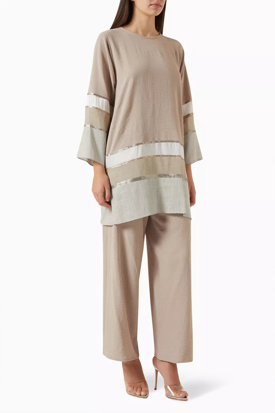 2-piece Sequin-embellished Top & Pants Set