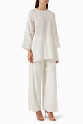 2-piece Sequin-embellished Top & Pants Set in Linen
