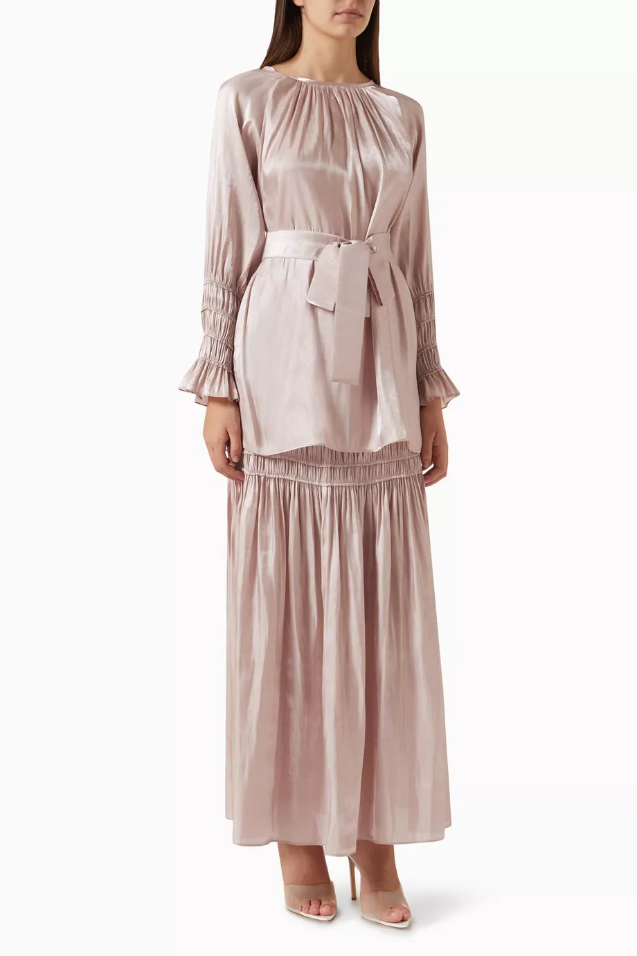 2-piece Ruched Top & Maxi Skirt Set in Organza