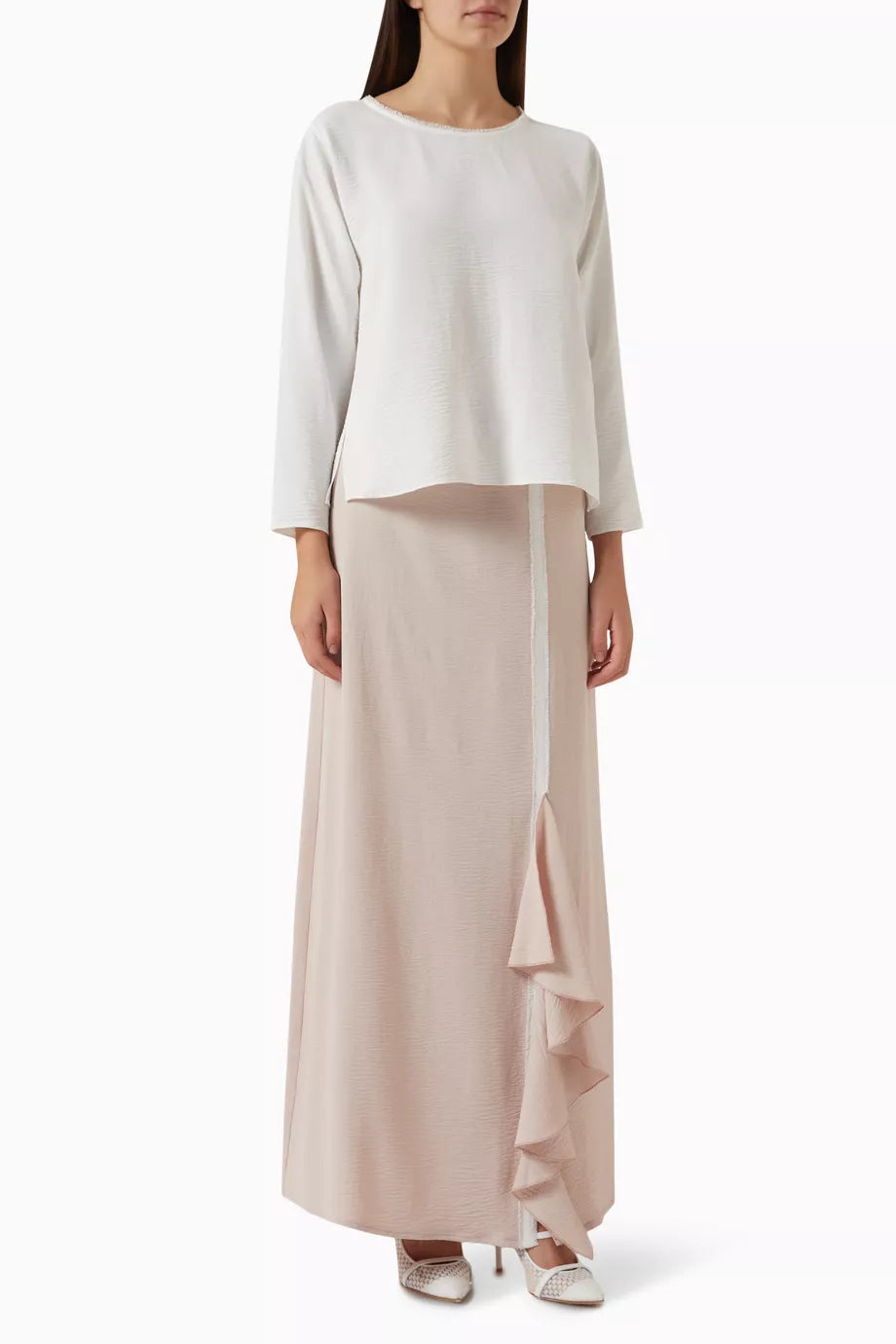 2-piece Top & Ruffled Maxi Skirt Set