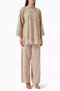 2-piece Embroidered Top & Pants Set