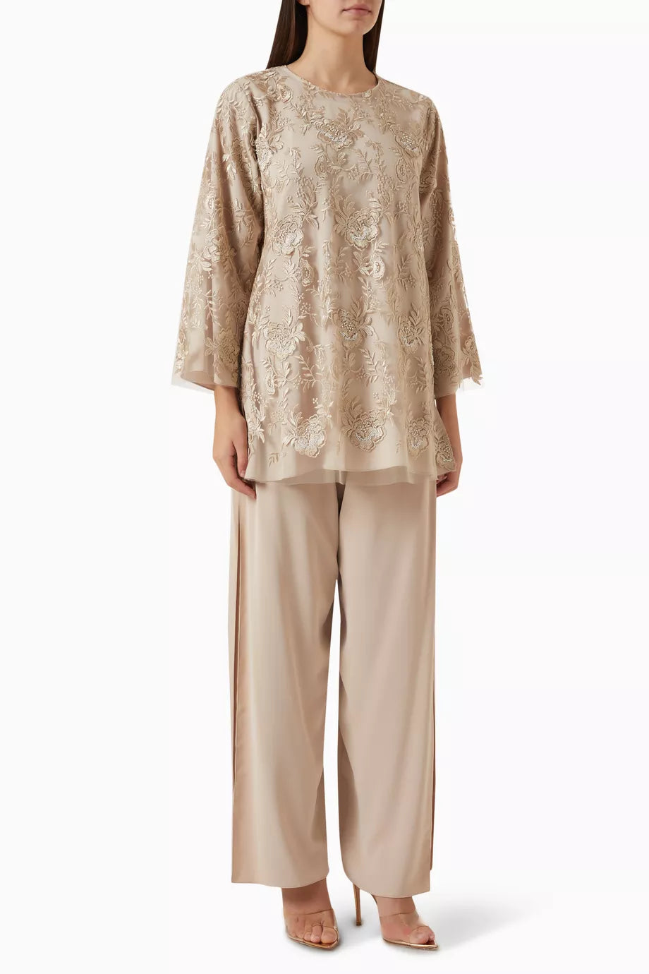2-piece Embroidered Top & Pants Set