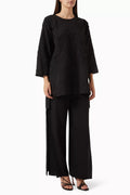 2-piece Embellished Top & Pants Set in Cotton-blend