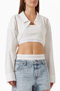 Layered Crop Sweater in Compact-cotton