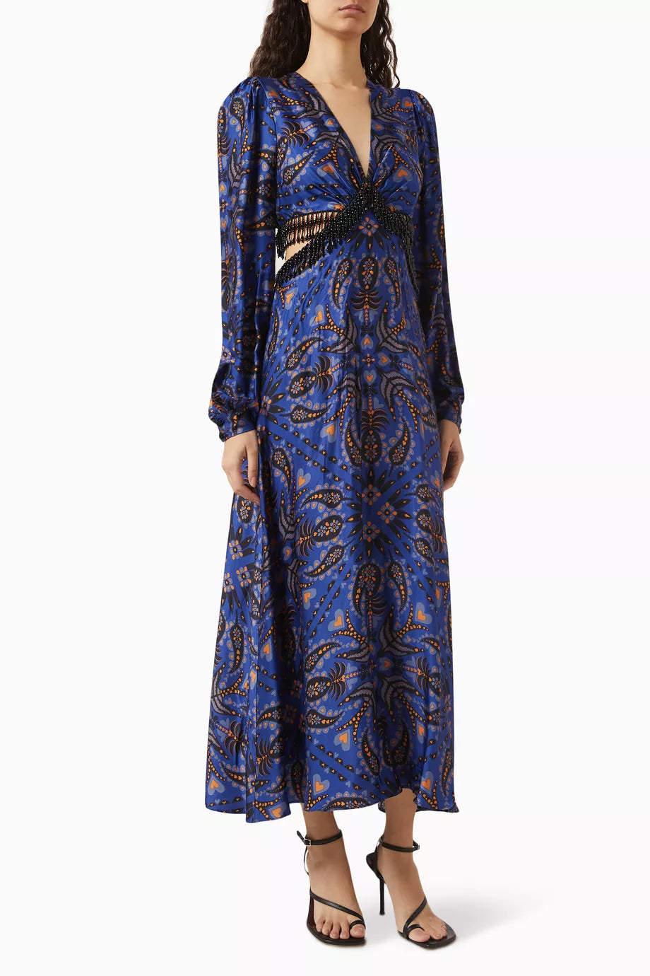 Martina Scarf Fringe Maxi Dress in Viscose