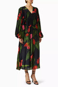 Anthurium V-neck Maxi Dress in Viscose