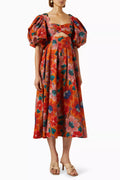 Marias Floral Midi Dress in Cotton