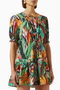 Banana Foliage Mini Dress in Cotton