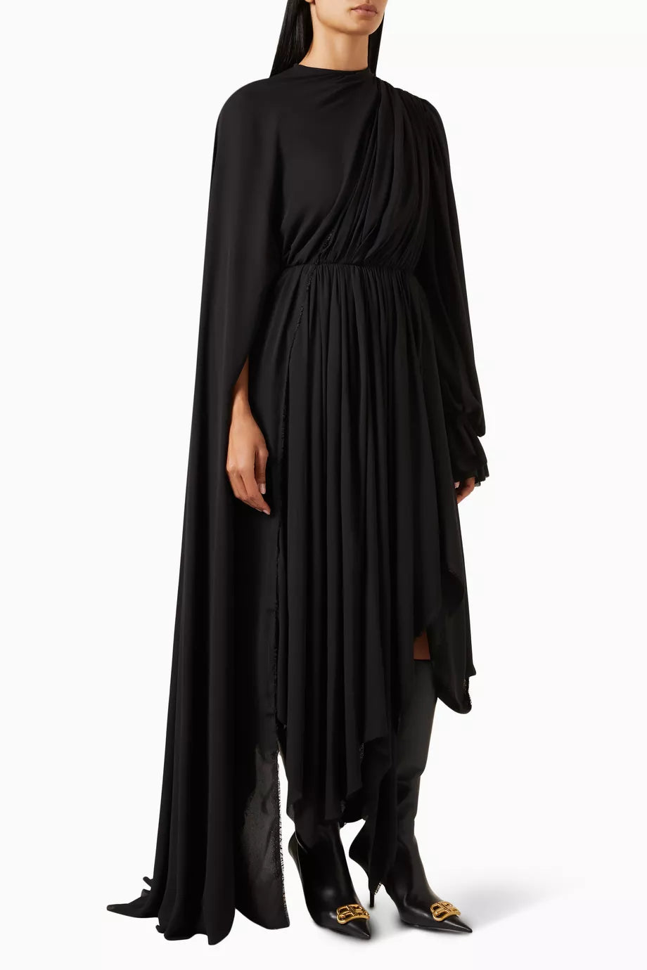 All in Draped Midi Dress in Technical Crepe