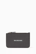 Cash Large Long Coin & Card Holder in Metallized Grained Calfskin