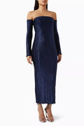 Gatsby Midi Gown in Pleated Satin