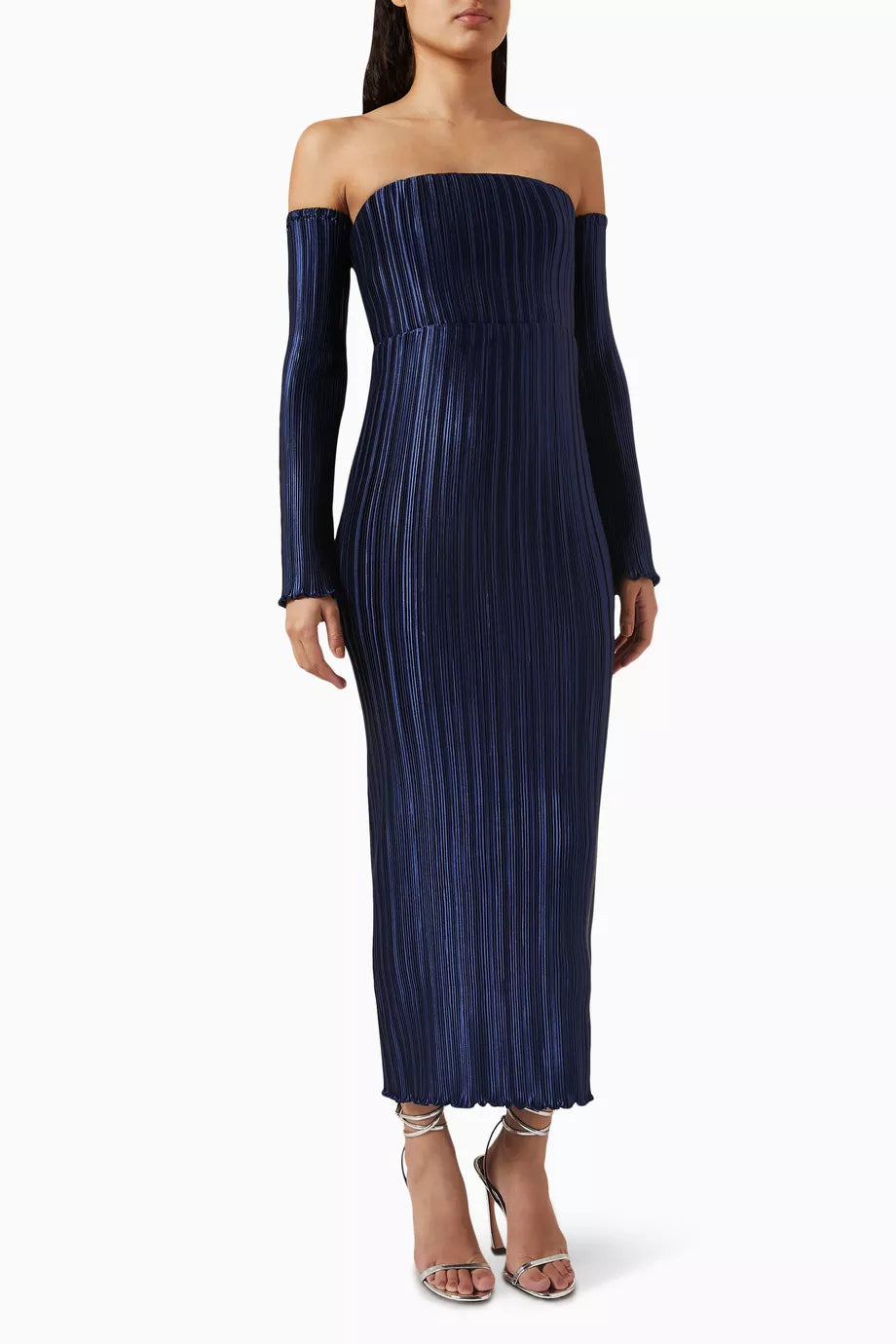 Gatsby Midi Gown in Pleated Satin