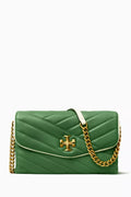 Kira Chevron Pop Edge Chain Wallet in Quilted Leather