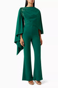 Bead-embellished Cape Jumpsuit