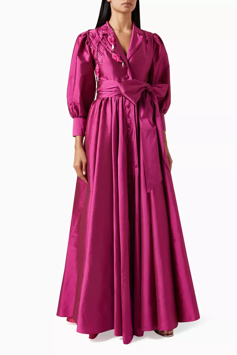 Hand-embroidered Flared Maxi Dress