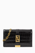 Greca Goddess Mini Bag in Croc-embossed Leather