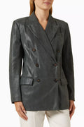 Double-breasted Blazer in Leather