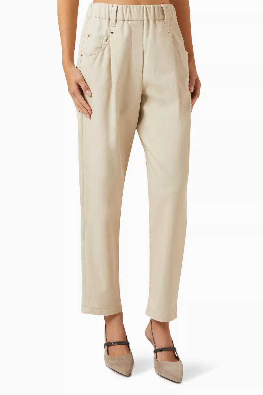 Straight-leg Pants in Stretch-cotton