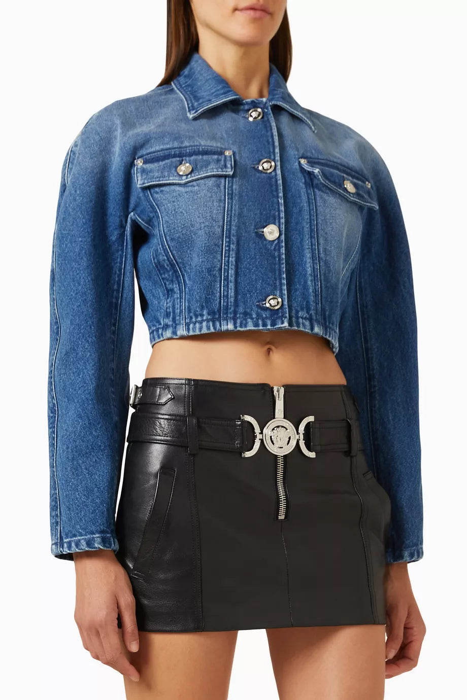 Rounded Crop Jacket in Denim