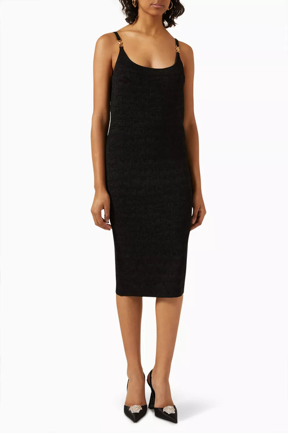 Croc-print Midi Dress in Jacquard Lurex