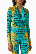 Baroccodile Draped Bodysuit in Viscose