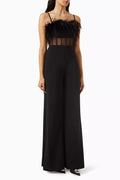 Feather-trim Jumpsuit in Crepe