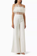 Feather-trim Jumpsuit in Crepe