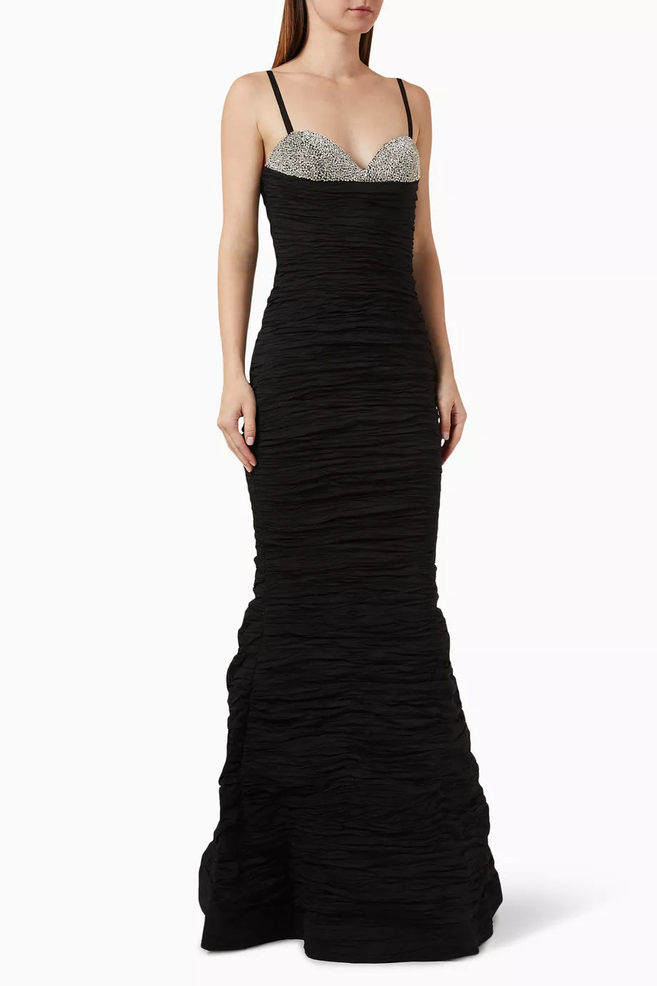 Rhinestone-embellished Gown in Crushed-taffeta
