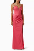 Corset Maxi Dress in Stretch-satin
