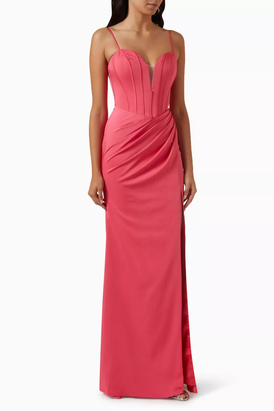 Corset Maxi Dress in Stretch-satin