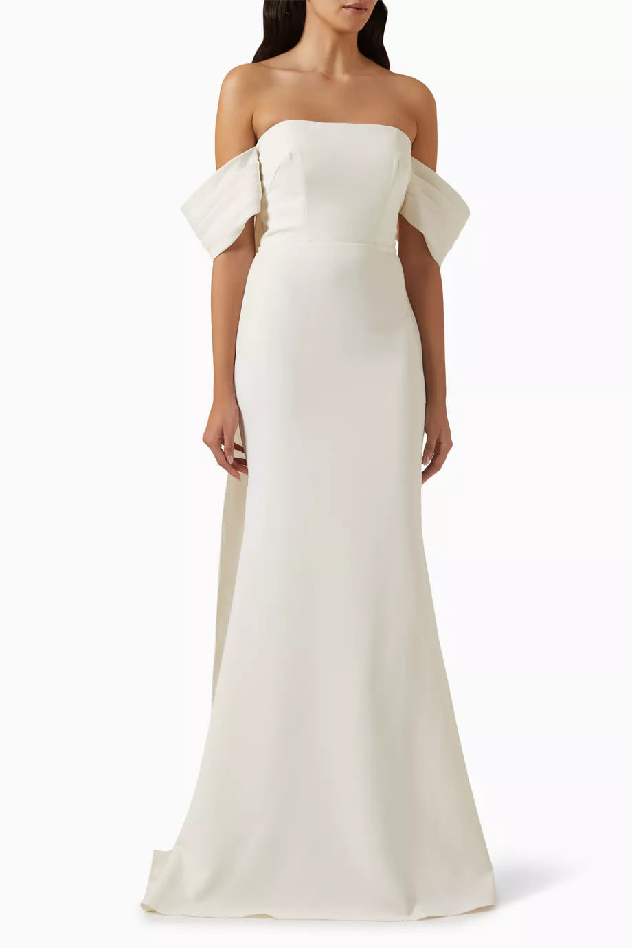 Off-the-shoulders Train Gown in Crêpe