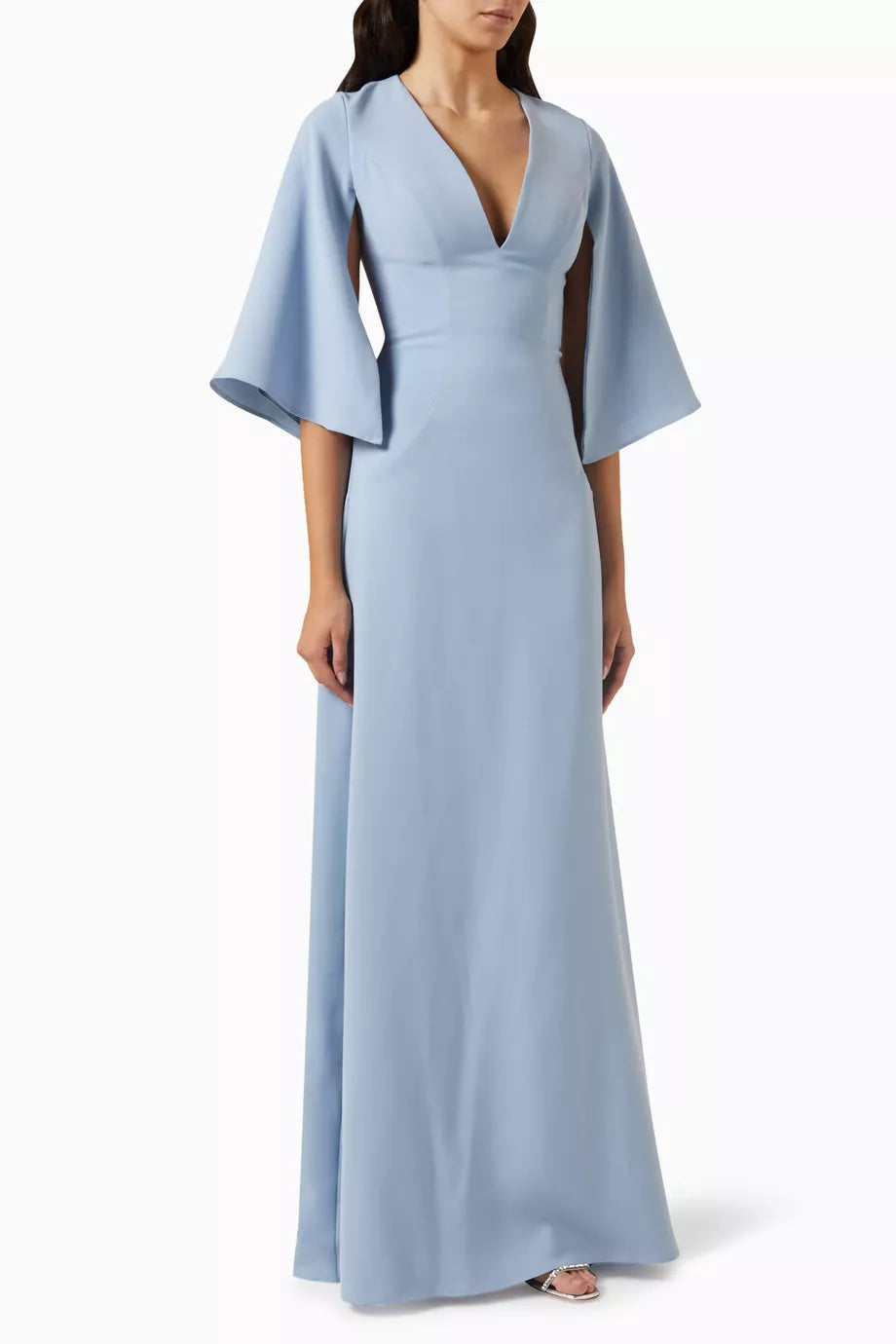 V-neck Gown in Stretch Crepe